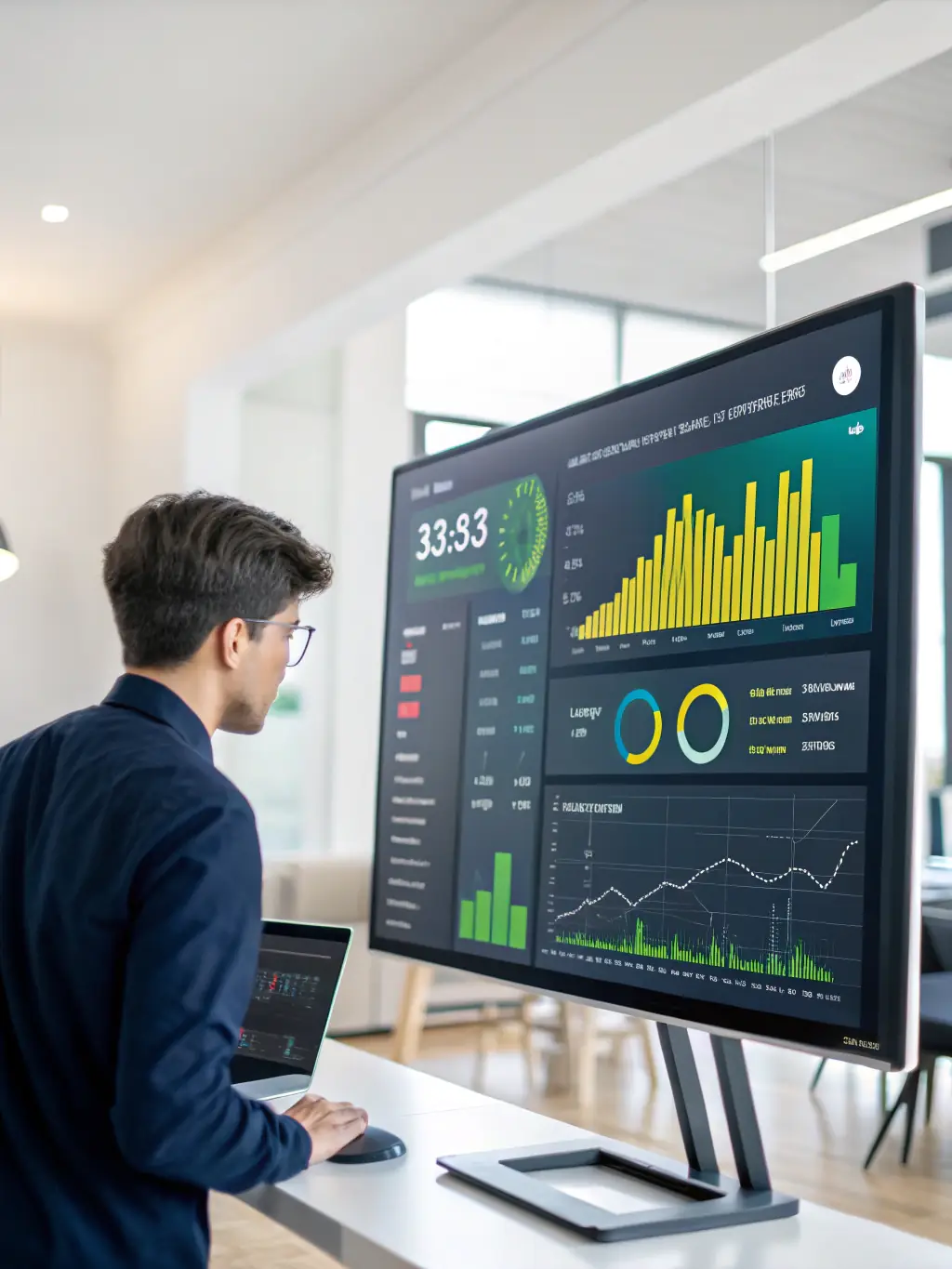 A dashboard displaying website analytics, showcasing key metrics such as traffic, bounce rate, and conversion rates, highlighting data-driven decision-making.